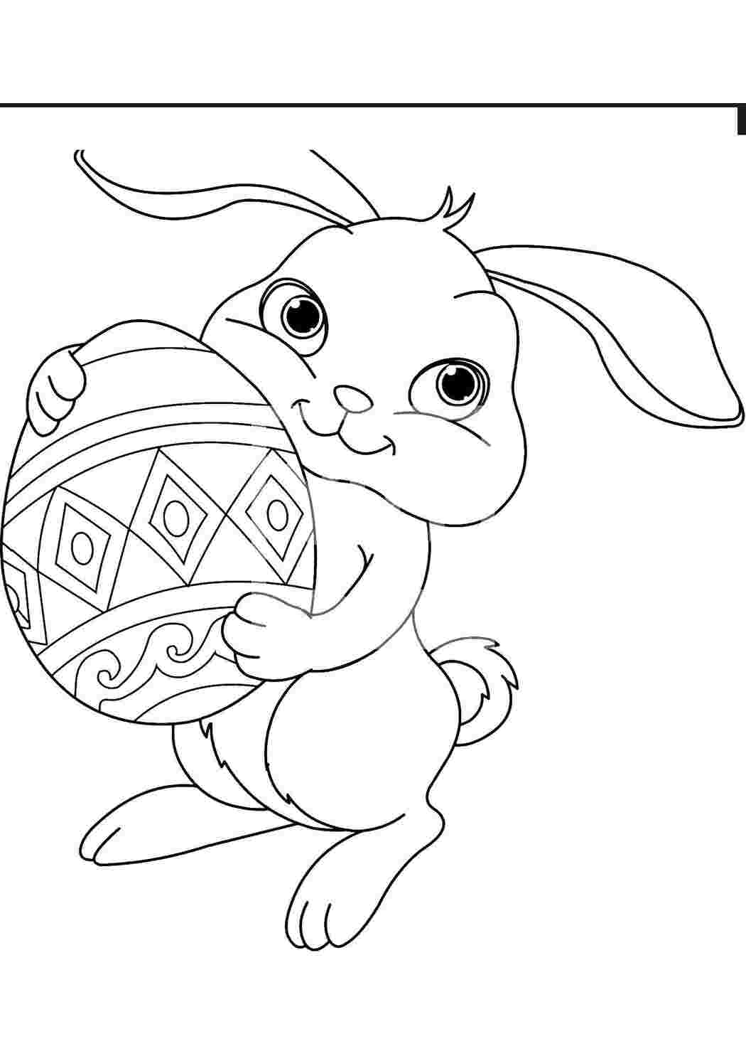 Раскраски Кролик обнимает пасхальное яйцо кролик кролик, заяц