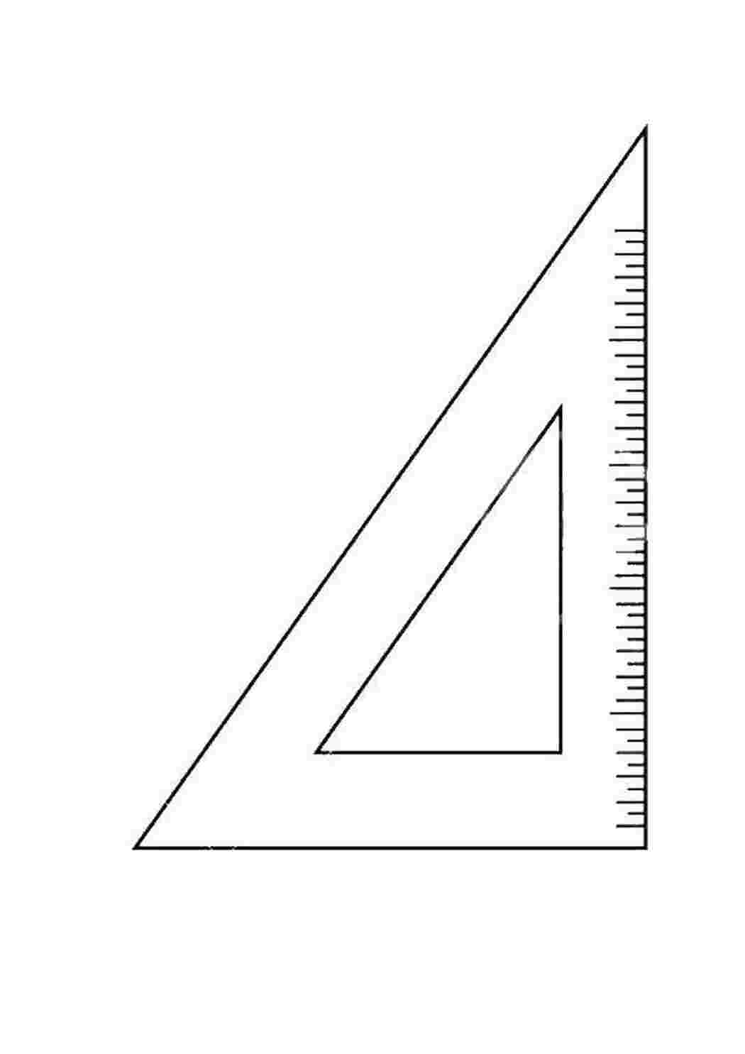 Раскраски Треугольная линейка школьные принадлежности линейка