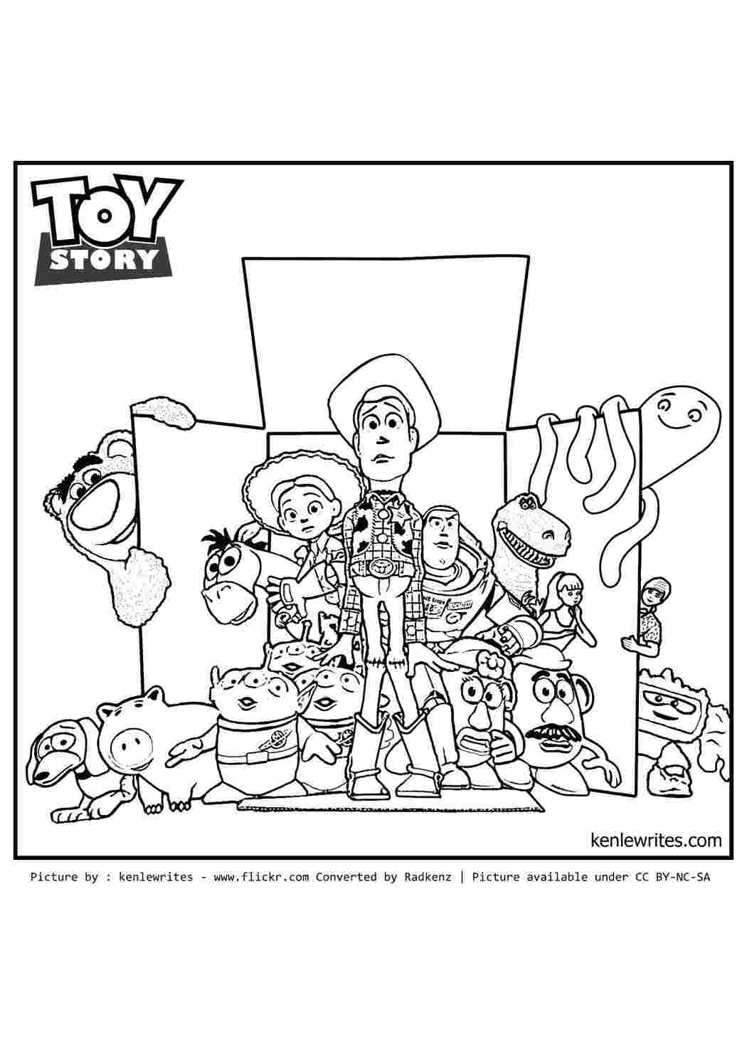 Раскраски Персонажи истории игрушек в коробке история игрушек игрушки, коробка, история игрушек