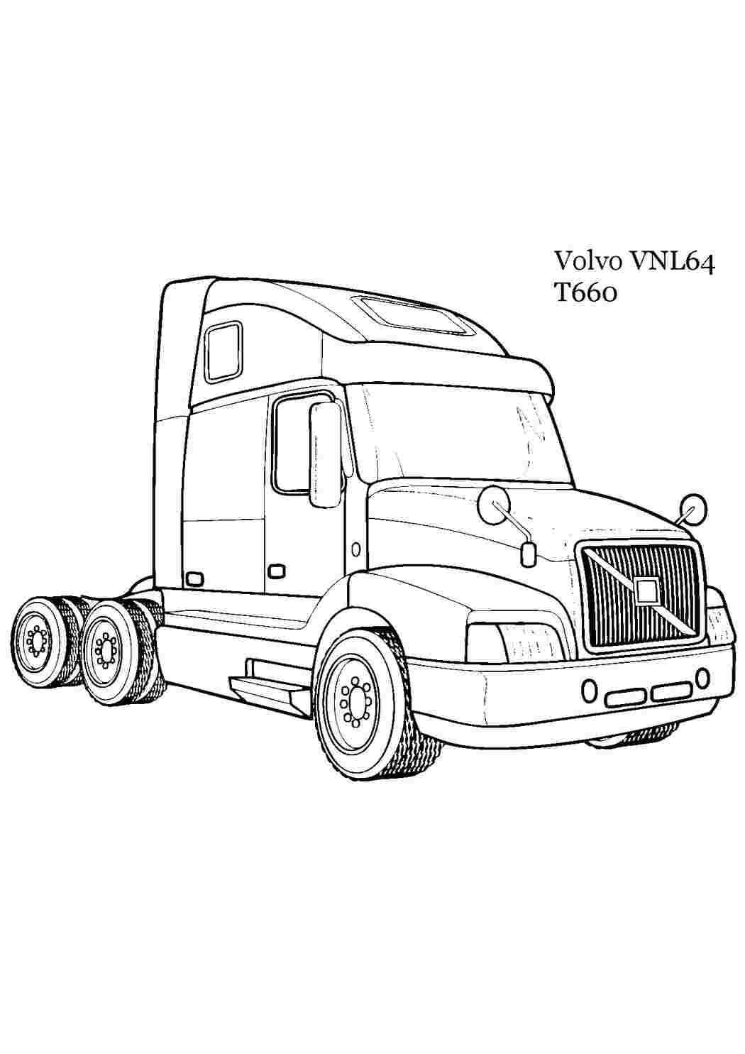 Раскраски картинки на рабочий стол онлайн Грузовик volvo vnl64 t660 Раскраски для мальчиков