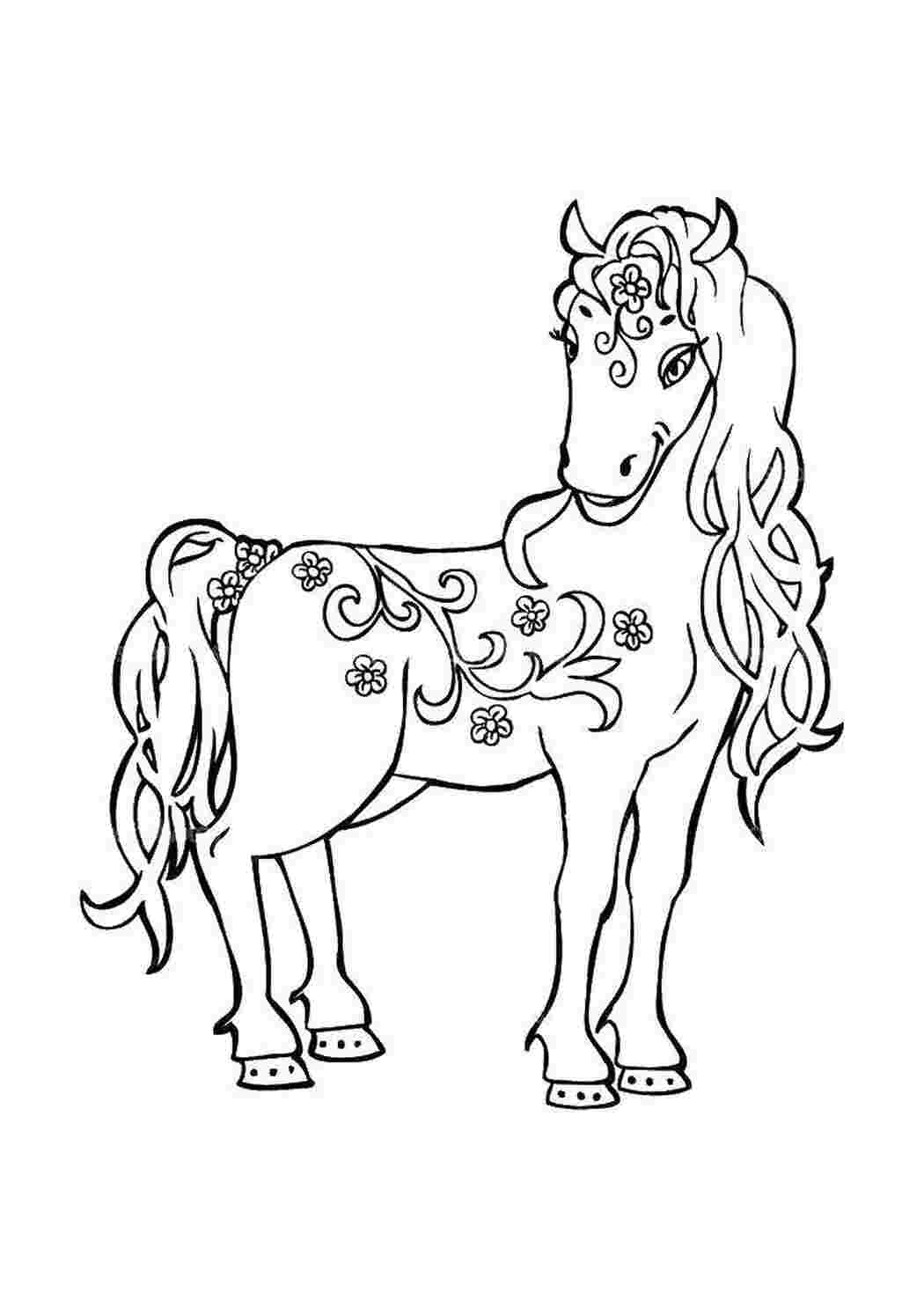 Раскраски Лошадь с узором лошади Лошадь, узор