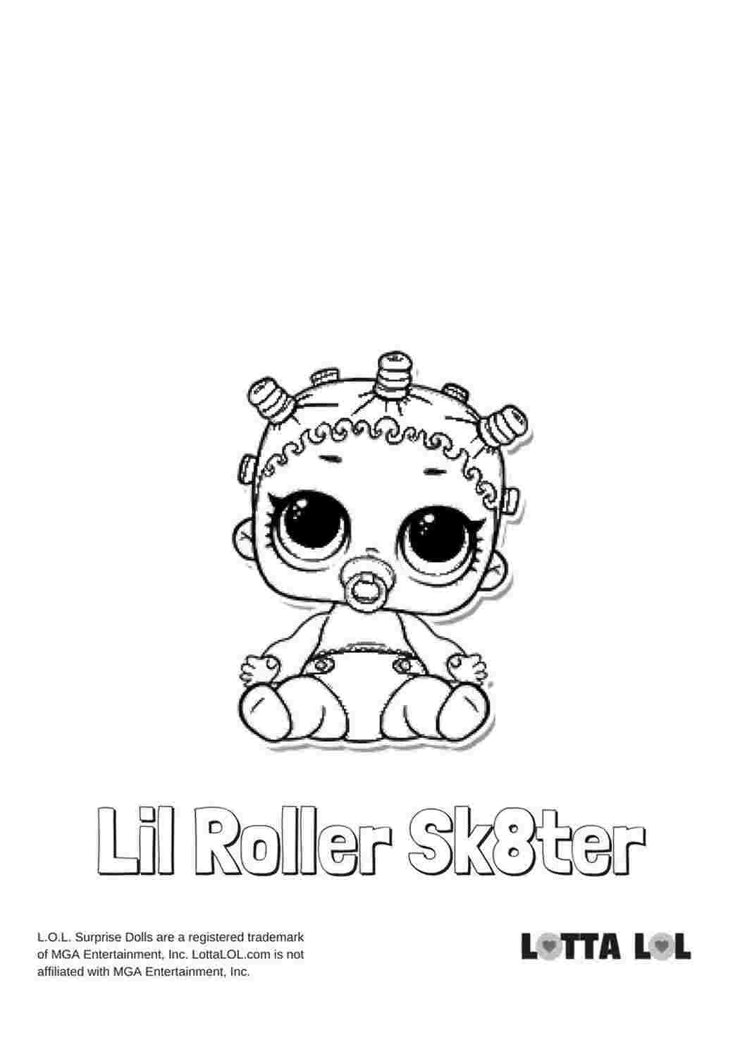 Раскраски Раскраска Lil Roller Sk8ter, раскраска сестренка роллера скейтера. Раскраска Lil Roller Sk8ter, лил роллер скейтер, маленькая роллер скейтер, раскраски куклы лол и питомцы, малышка с прической рожками. раскраска с маленькой куклой лол.