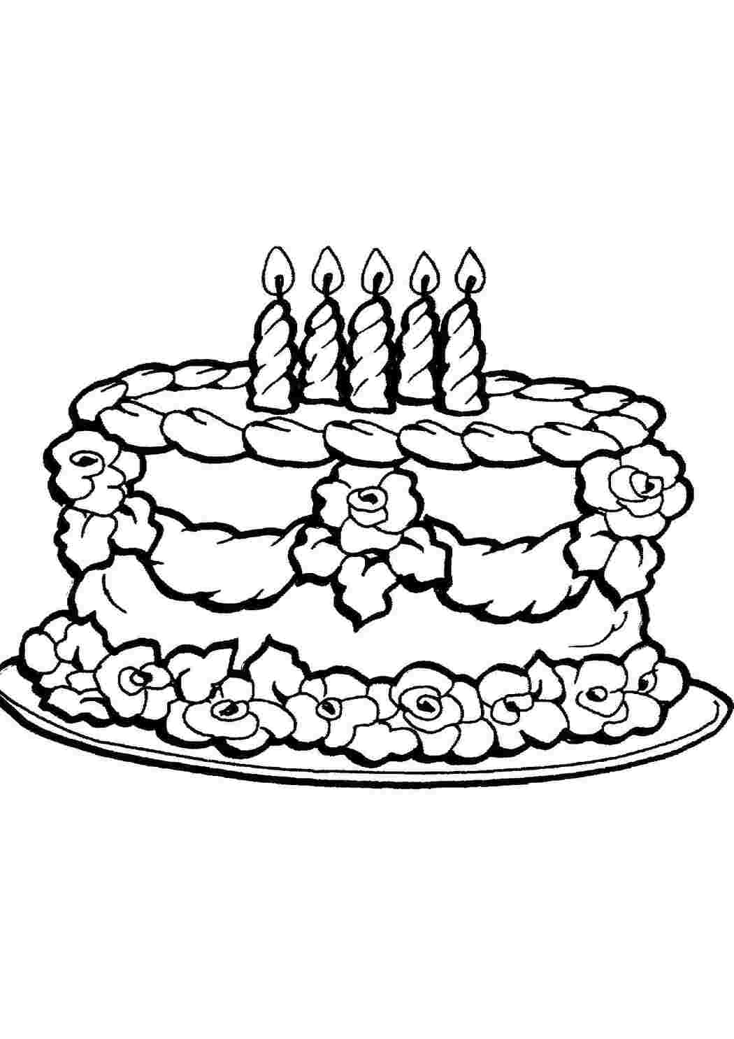 Раскраски Торт со свечками торты торты, свечи, сладости