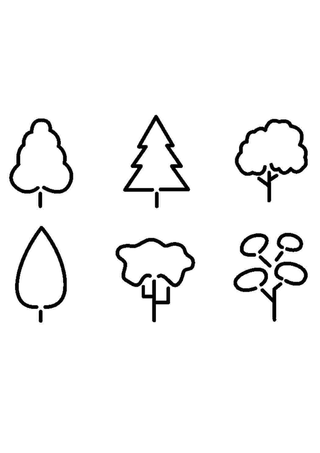 Раскраски Контуры шаблоны деревьев для вырезания скачать бесплатно онлайн и распечатать трафареты деревьев