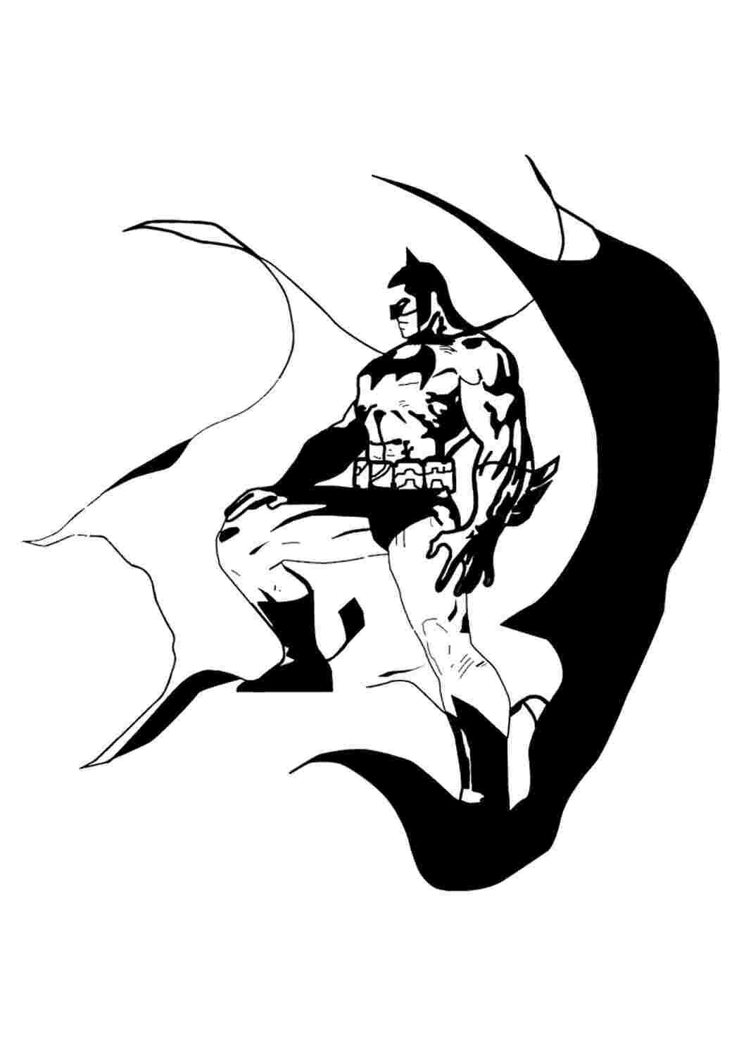 Бэтмен спрятался за своим плащом Раскраски скачать и распечатать бесплатно.