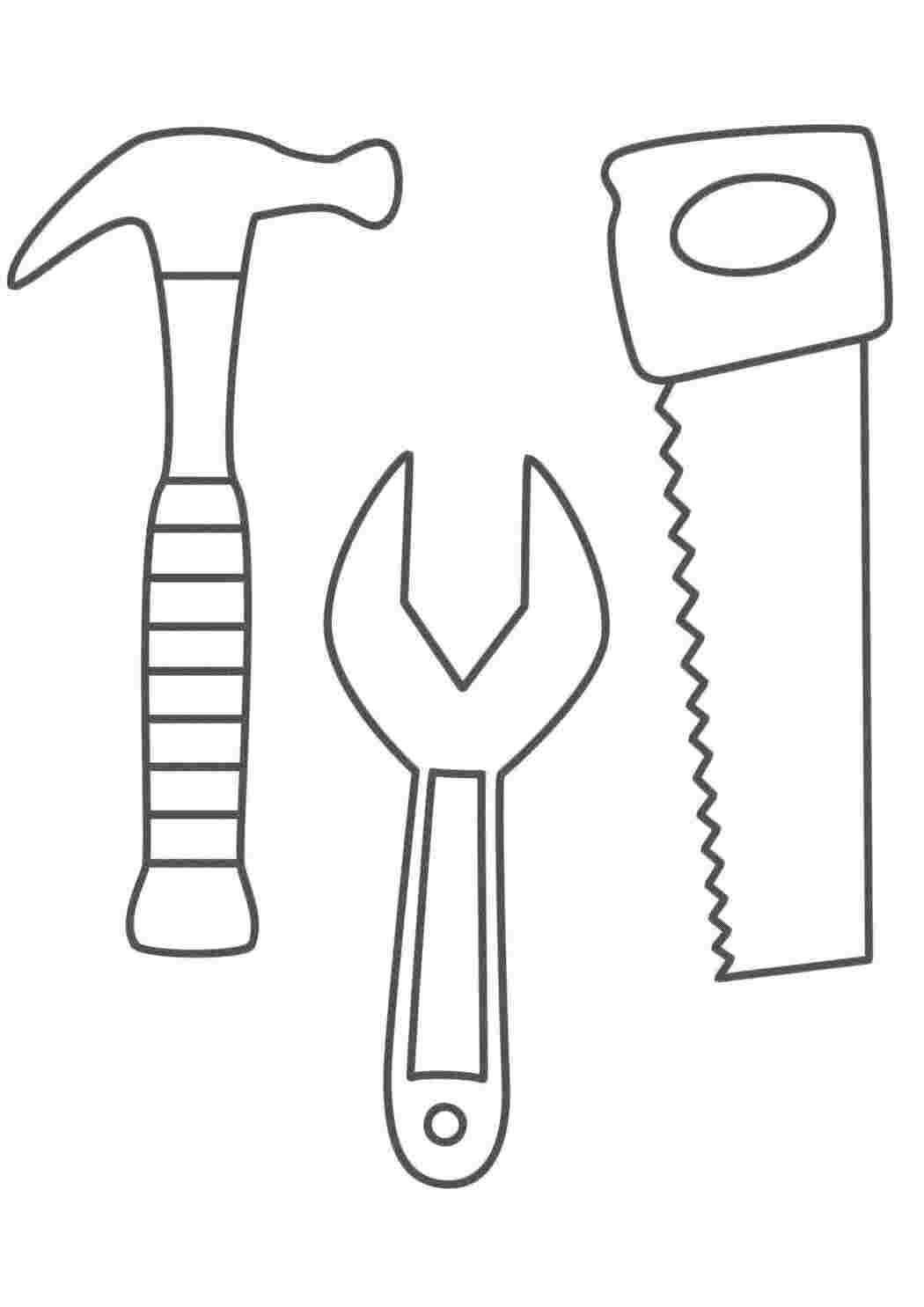 Строительные инструменты, пила, отвертка, молоток Раскраски для мальчиков
