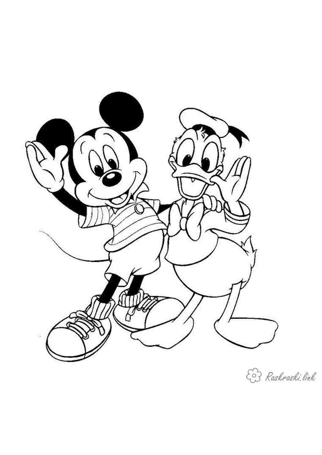 Раскраски Микки Маус, Дональд Дак, раскраски для детей Раскраски Walt Disney 