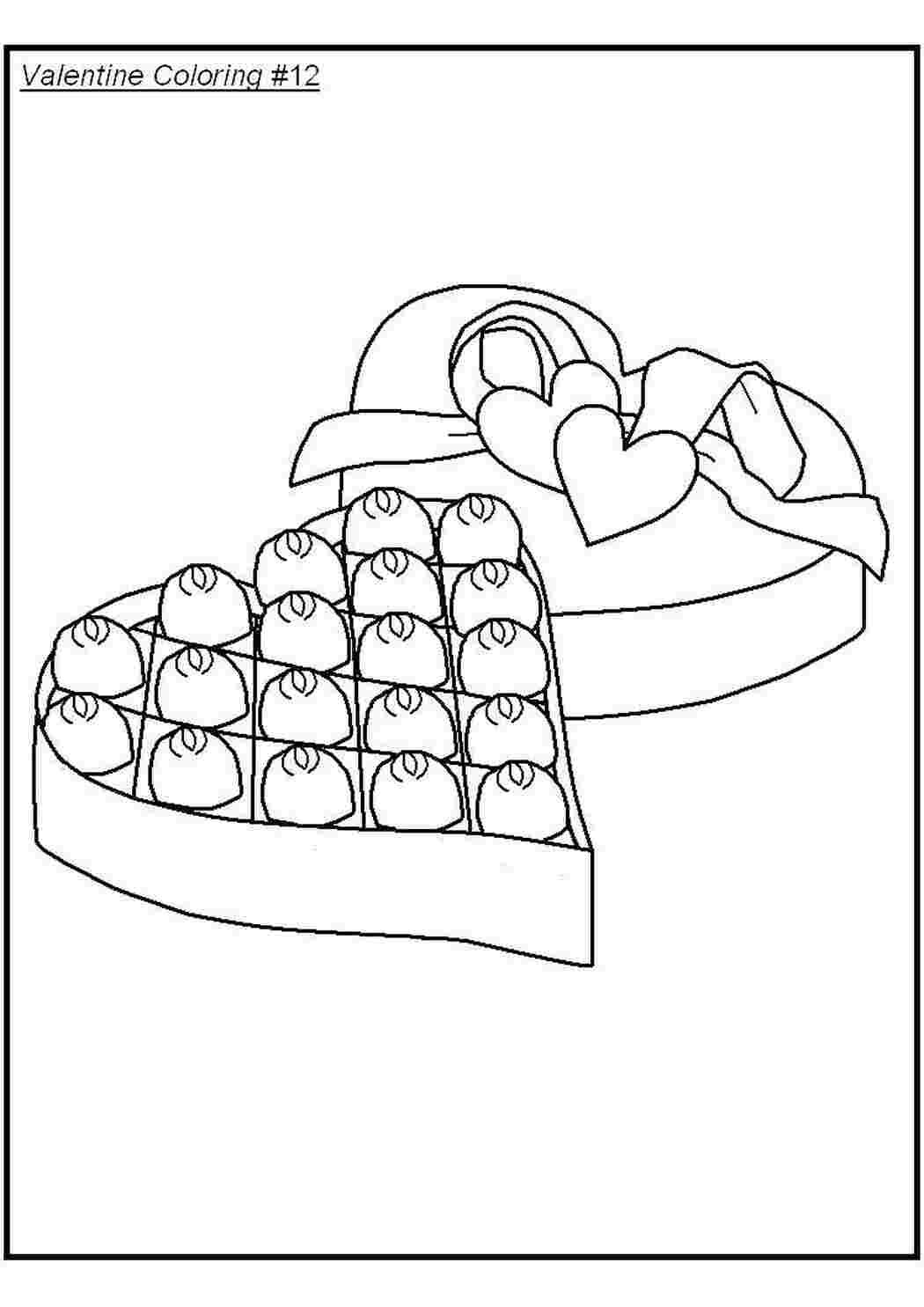 Раскраски Коробочка конфет раскраски День Святого Валентина, любовь, сердце