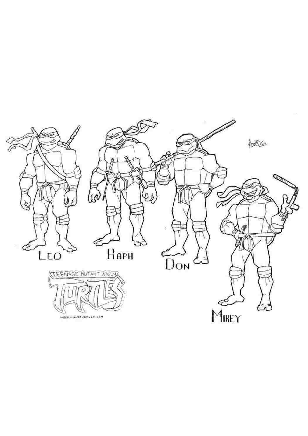Раскраски Лео, раф, дон, мики черепашки ниндзя мультфильмы, черепашки ниндзя