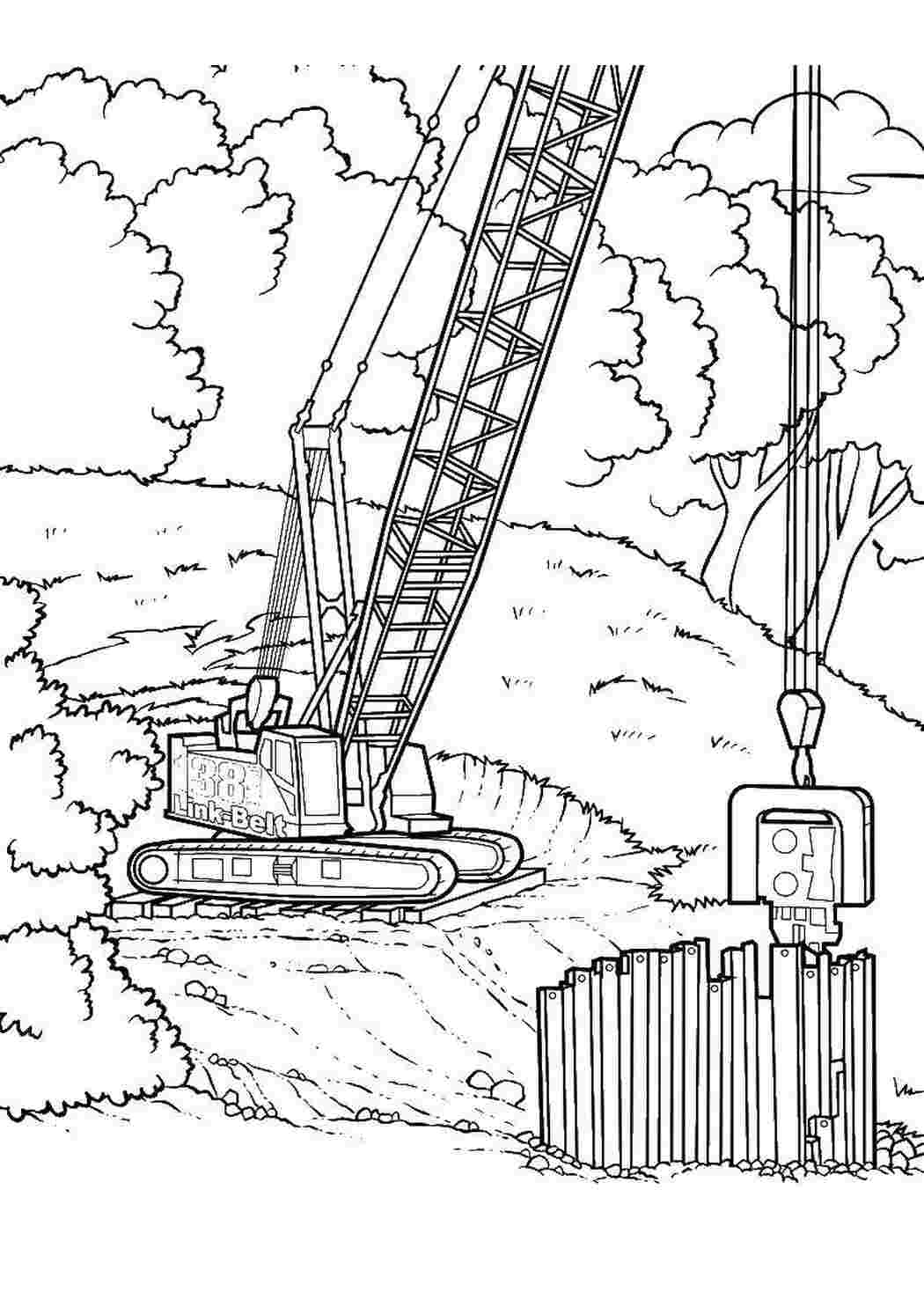 Раскраски Строительный кран с магнитом Строительный кран Строительный кран, магнит