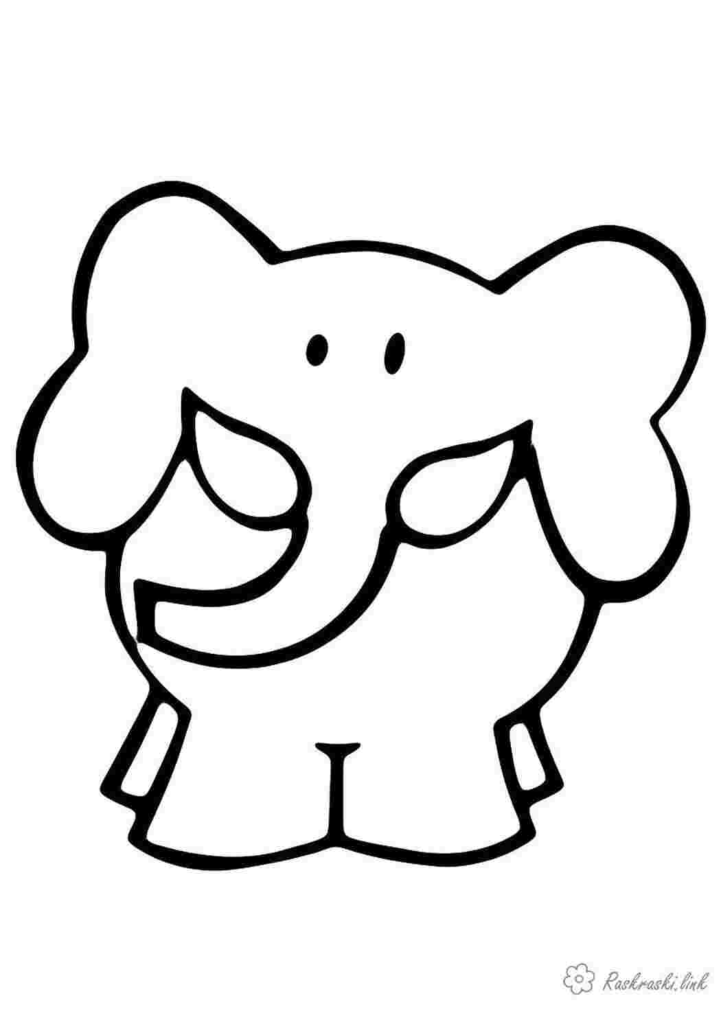 Раскраски Простая раскраска, слон, слоник, слоненок Раскраски Простые раскраски для малышей 