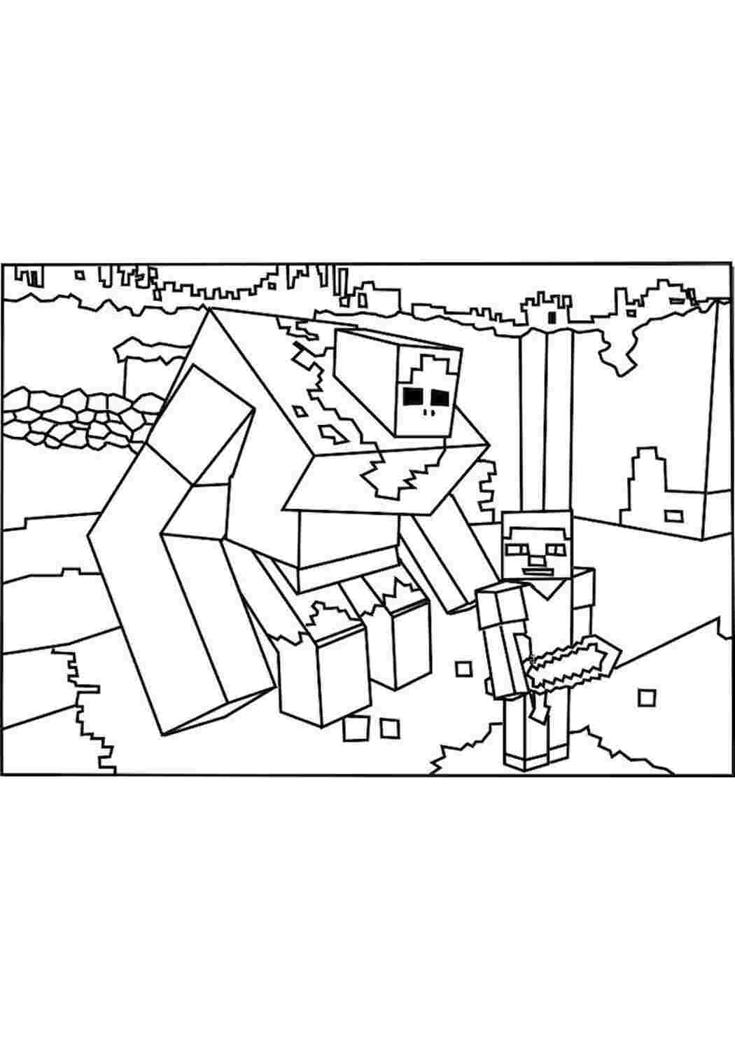 Раскраски картинки на рабочий стол онлайн Майнкрафт большой и маленький робот Скачать раскраски для мальчиков