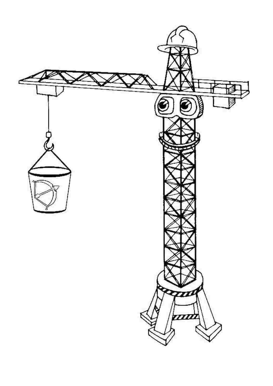 Раскраски Кран стройка Кран