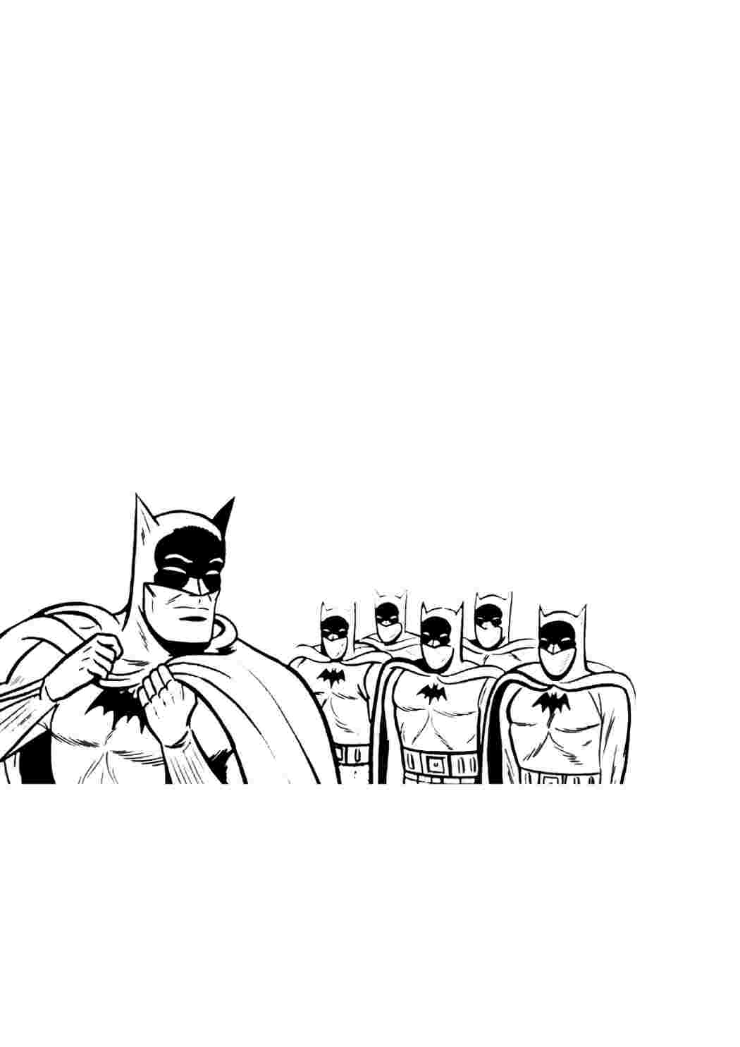 Бэтмен и его клоны Раскраски скачать и распечатать бесплатно.