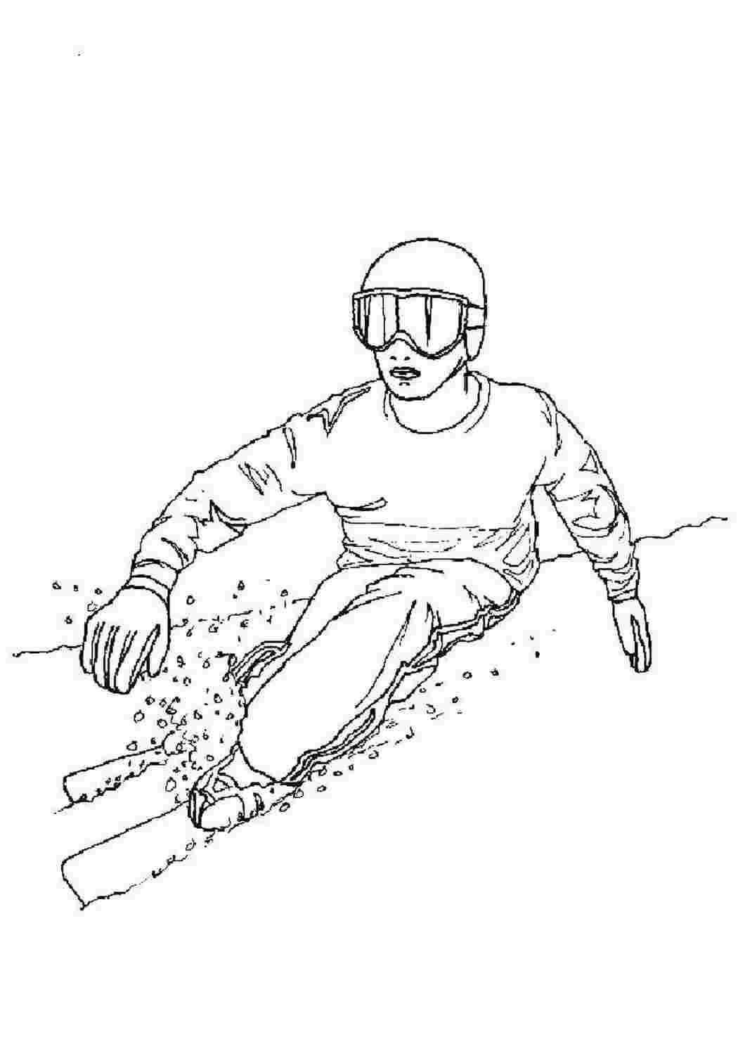 Раскраски Лыжник спорт лыжи