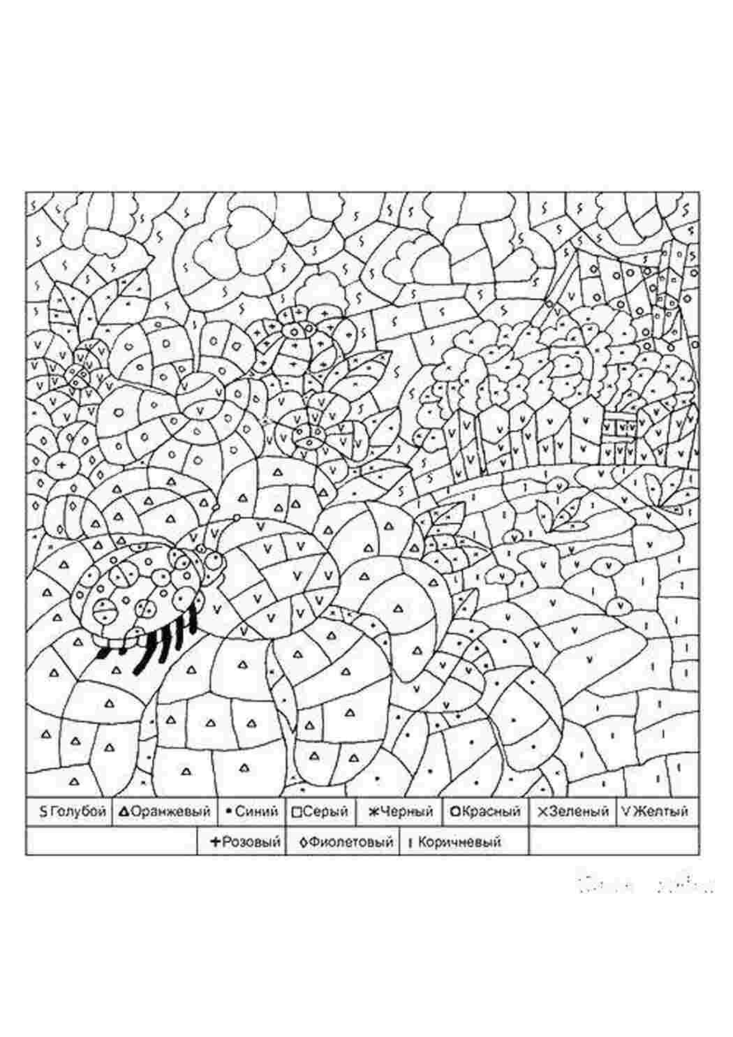 Раскраски Раскрасть картинку по номерам и знакам раскраски по номерам номера, знаки, цифры