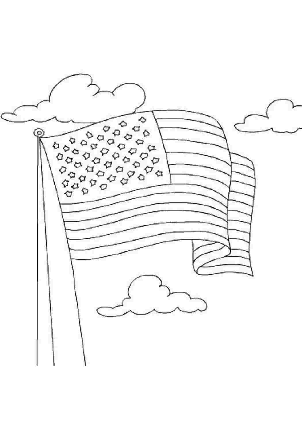 Раскраска Американский флаг в виде карты