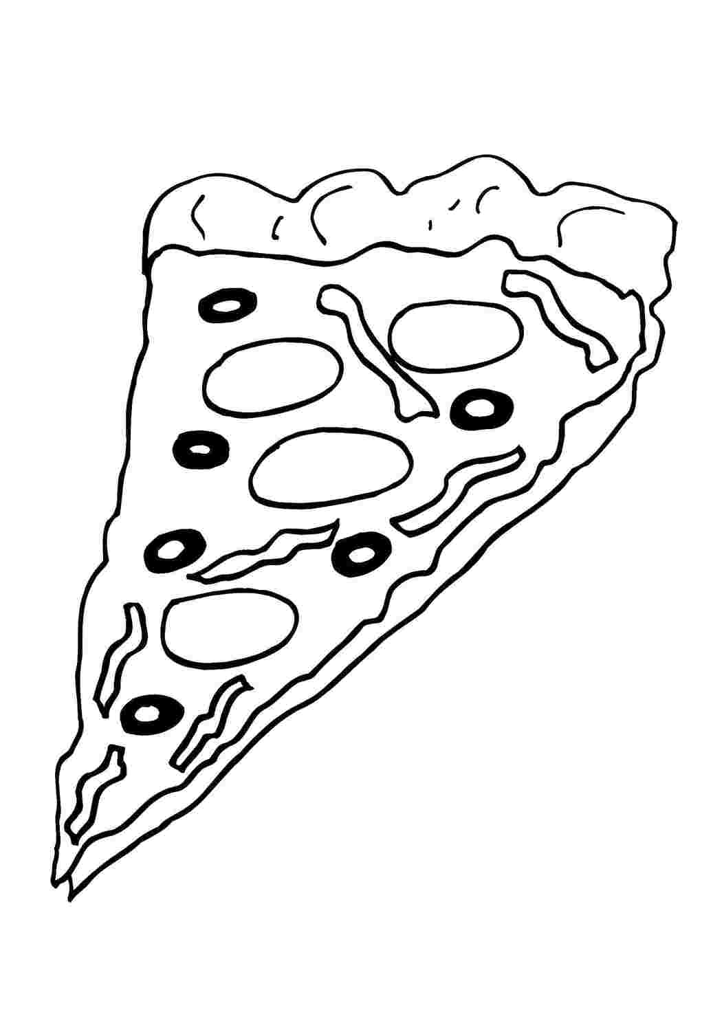 Раскраски Раскраски еды хлеб торты пицца  Пицца