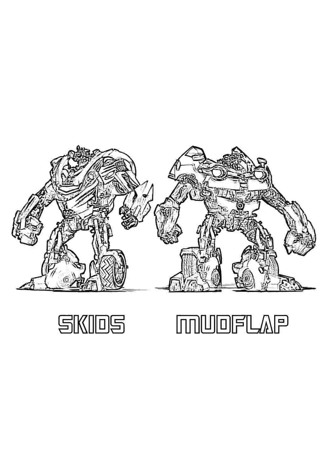 Раскраски картинки на рабочий стол онлайн Трансформеры скидс и мудфлап Раскраски для мальчиков