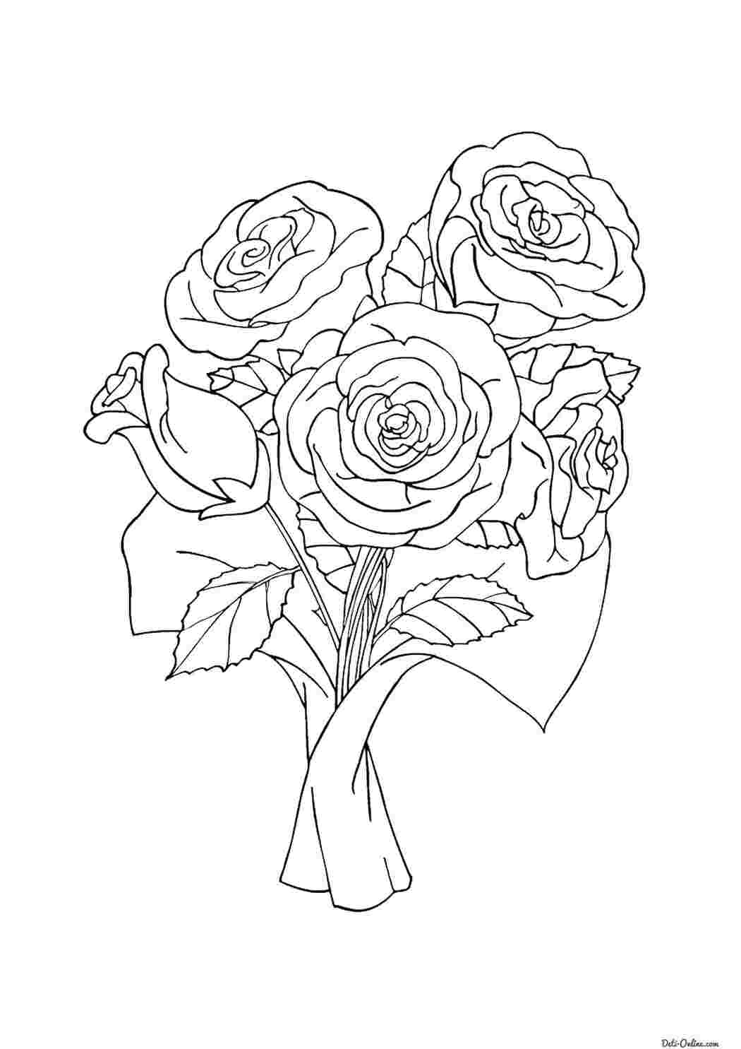 Раскраски Раскраска Розы в подарок цветы цветы