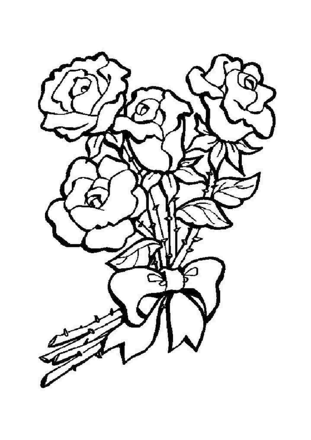 Раскраски Розы подвязанные бантом цветы Цветы, розы