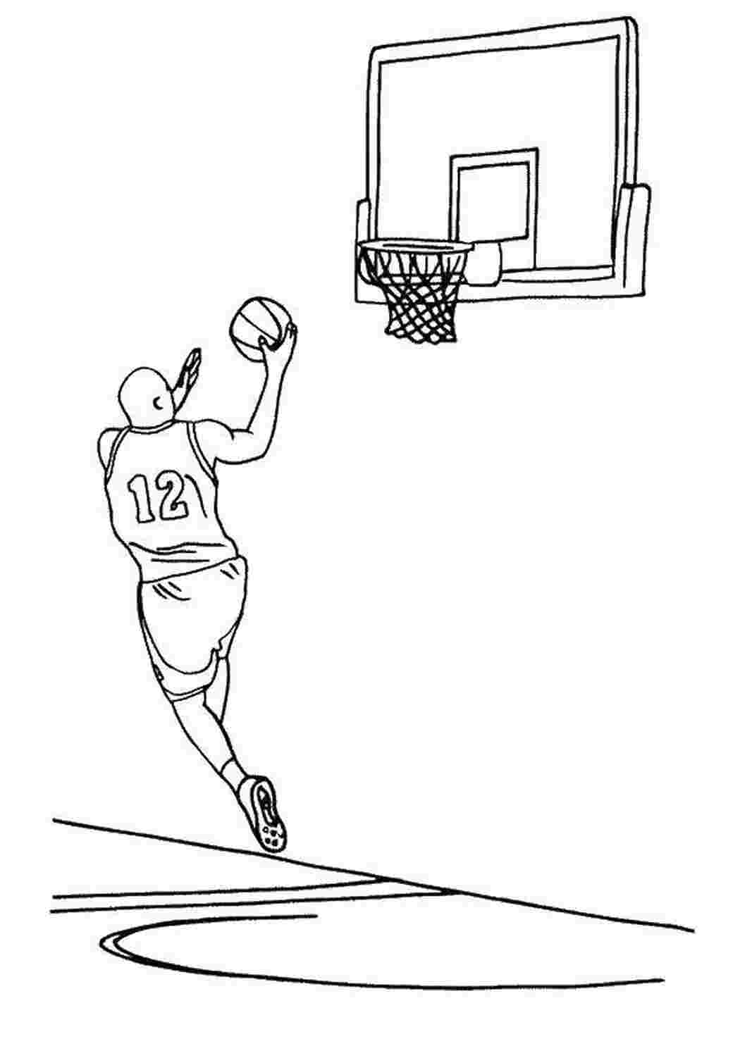 Раскраски Баскетболист и кольцо баскетбол мяч, парень, корзина