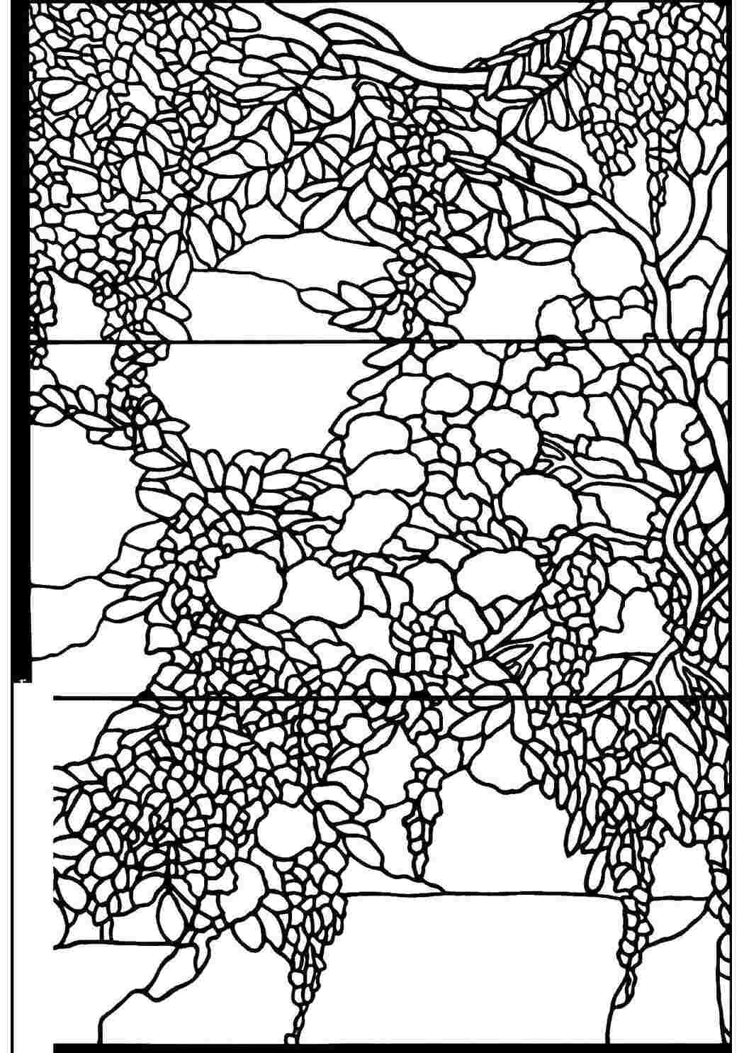 Раскраски Дерево витражи витражи, дерево, цветы