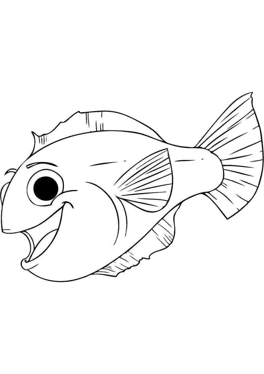 Раскраски Весёлая рыбка рыбы Подводный мир, рыба