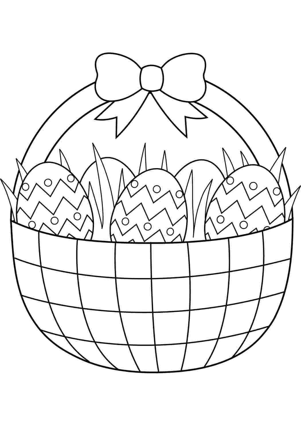 Раскраски Корзиночка с пасхальными яйцами пасха Пасха, яйца, узоры