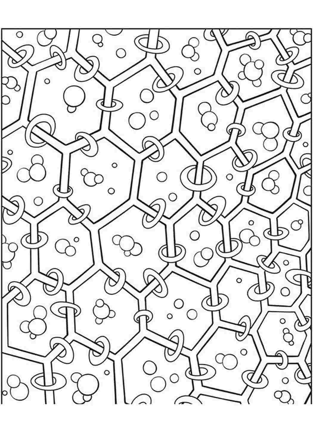 Раскраска для взрослых, узор похожий на решетку с кольцами  Раскраски скачать онлайн