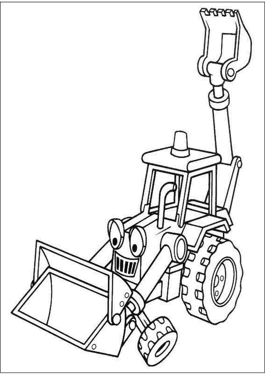 Раскраски Трактор на стройке боб строитель Строитель, инструменты, стройка