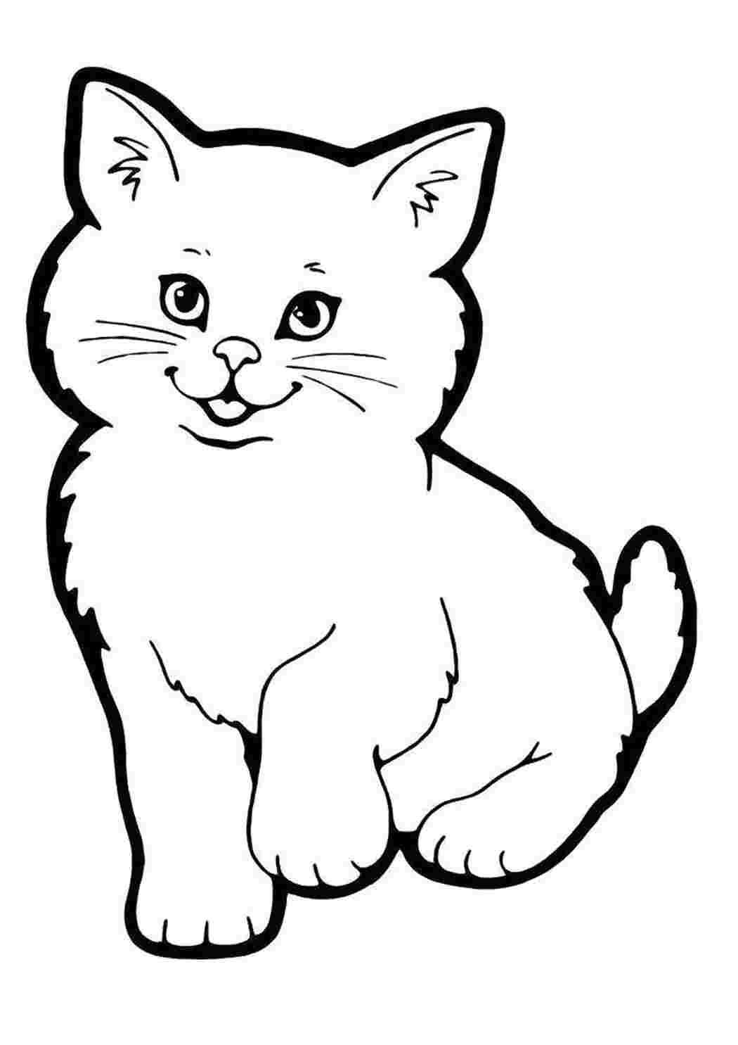 Раскраски Раскраска Милый котенок кошка кошка
