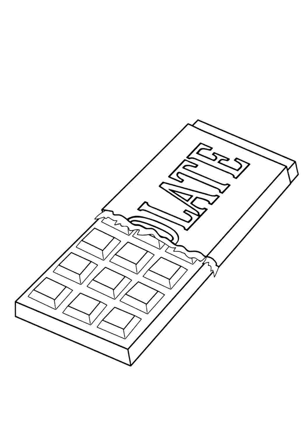 Раскраски Шоколадки. Раскраски с плитками шоколада и шоколадными конфетами раскраски из радела еда