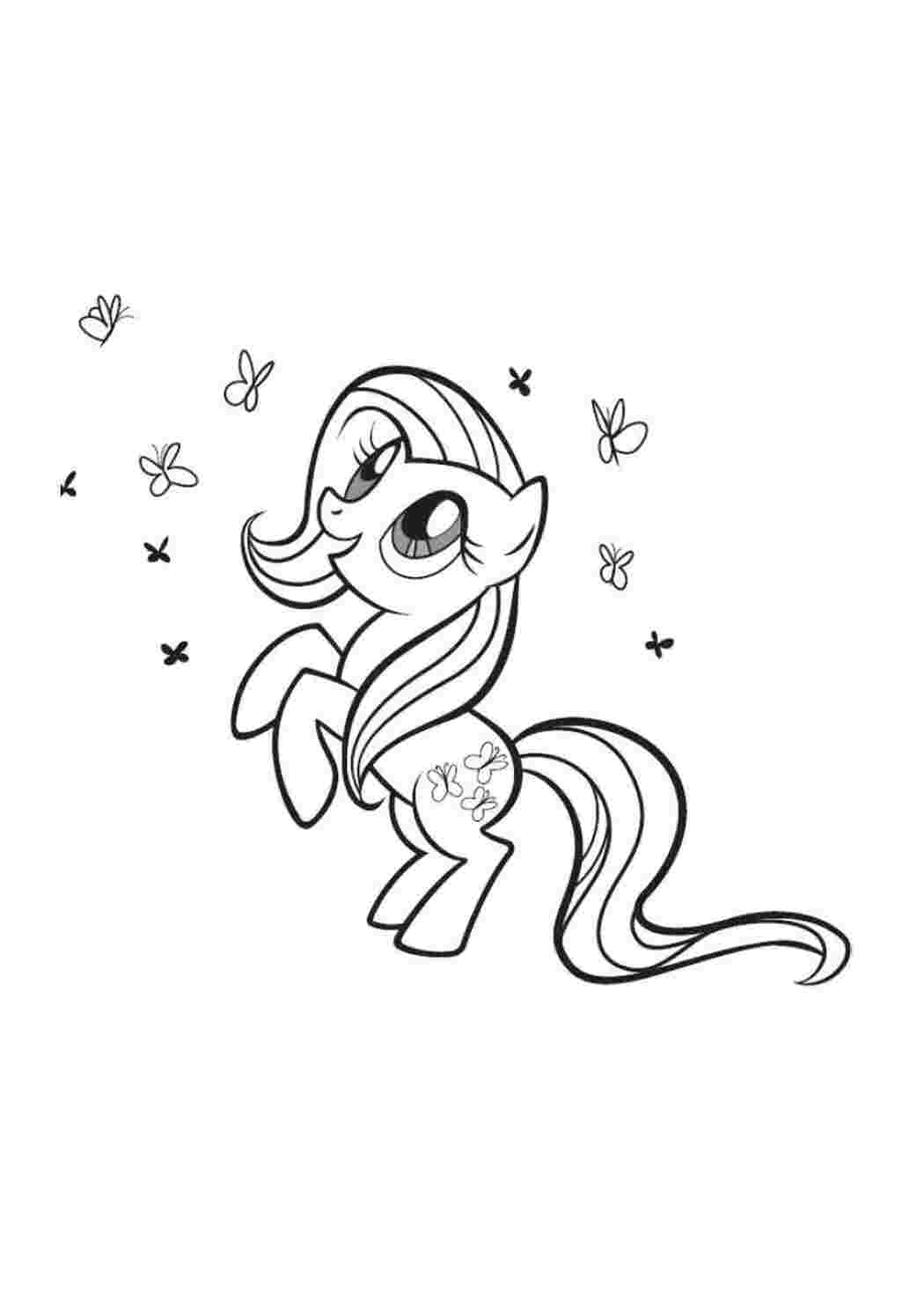 Раскраски Пони и бабочки мой маленький пони Пони, "My little pony"