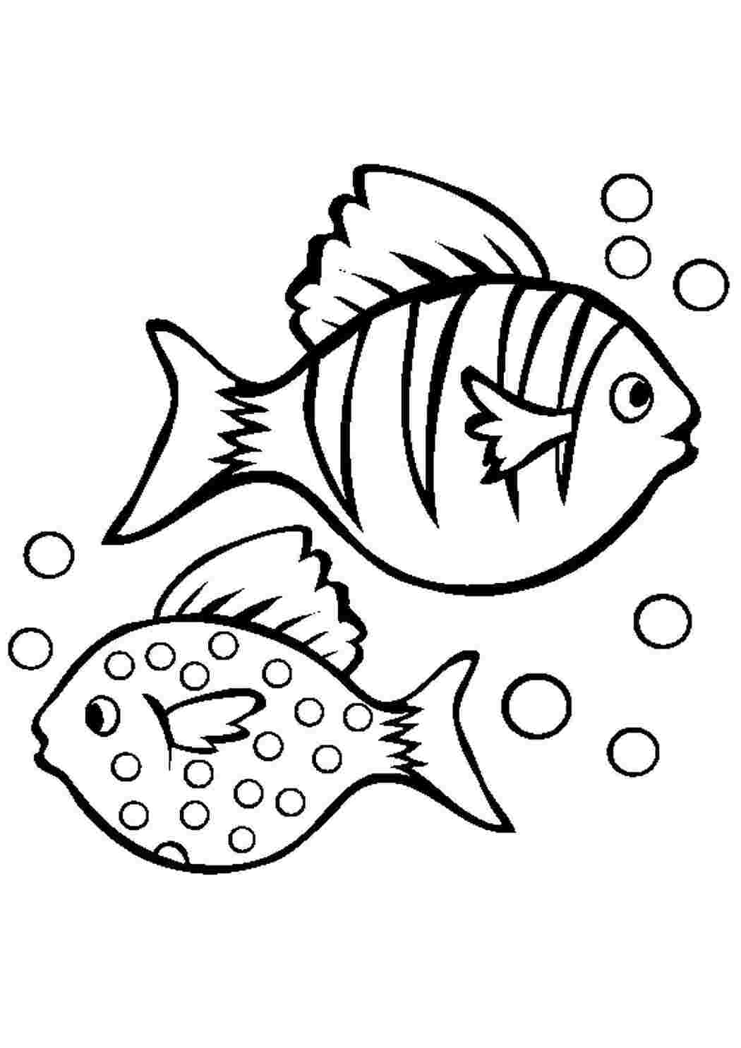 Раскраски Две рыбки рыбы морские жители, море, рыбы, вода
