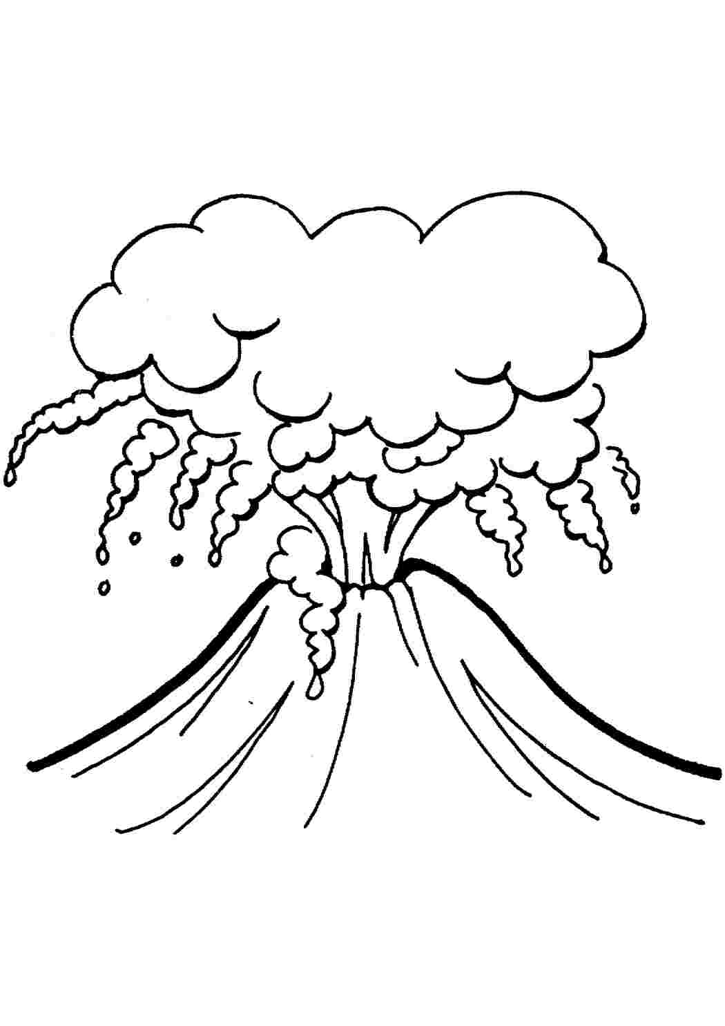 Раскраски Раскраски для изучения окружающего мира. Раскрась извержение вулкана явления природы. Раскраски с вулканами 