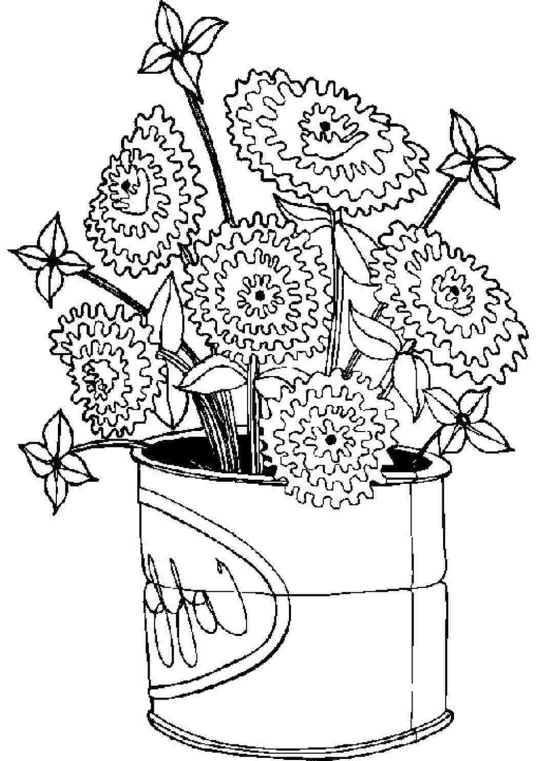 Раскраски Цветы Для девочек цветы, растения, бутоны, лепестки