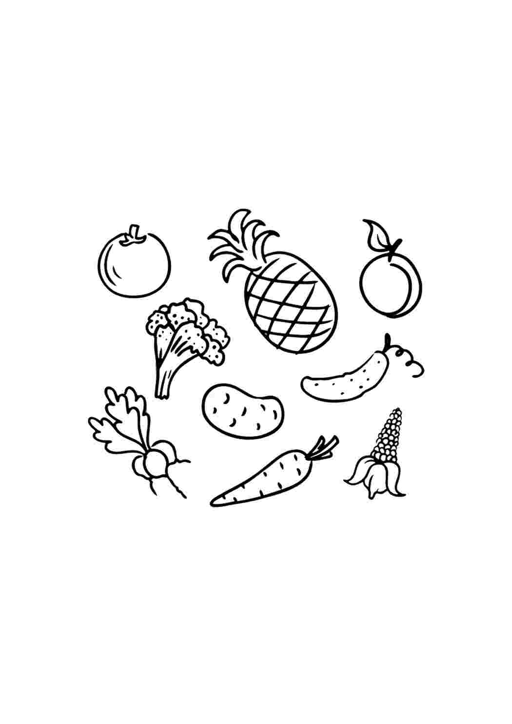 «Овощи и фрукты картинки для детей для» скачать раскраски