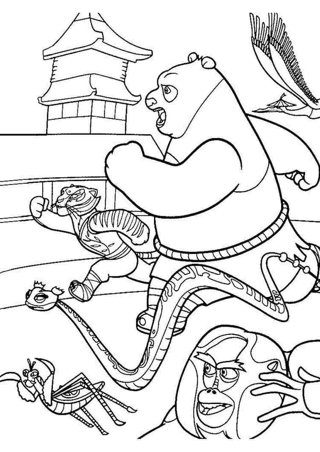 Распечатать раскраски из мультфильма Панда Кунг-Фу