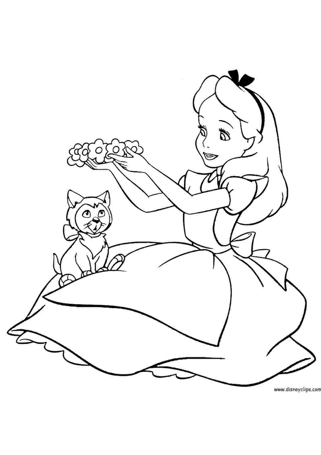 Раскраски Раскраска Алиса, Уолт Дисней Раскраски Walt Disney 