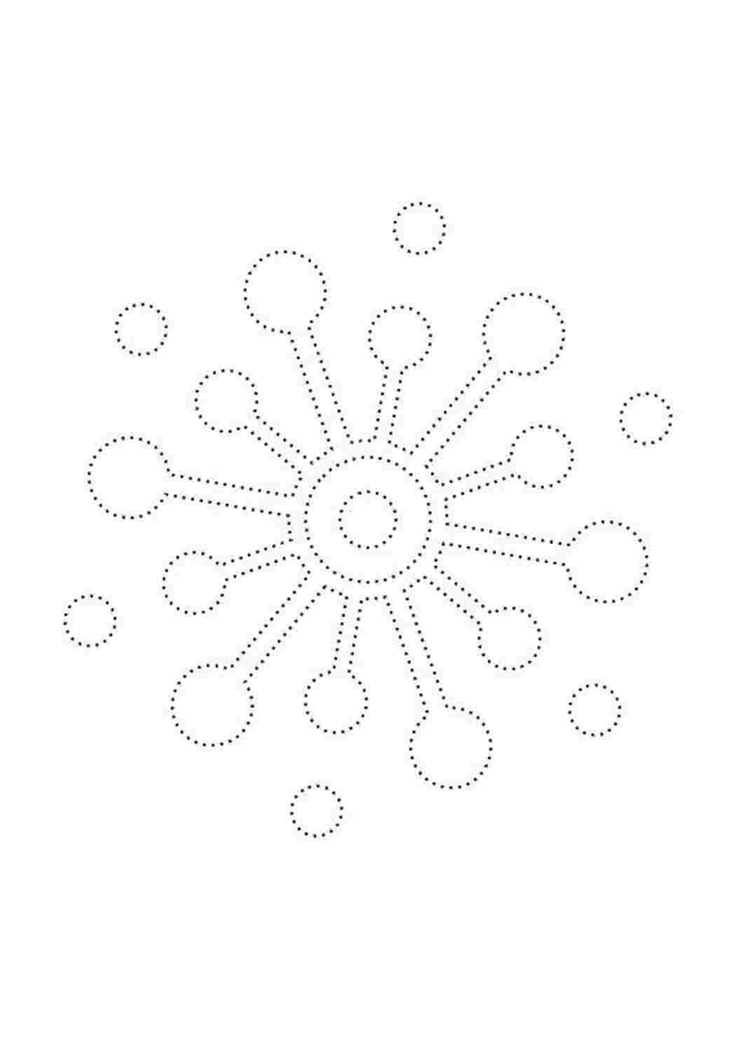 Раскраски Снежинка по точкам по точкам