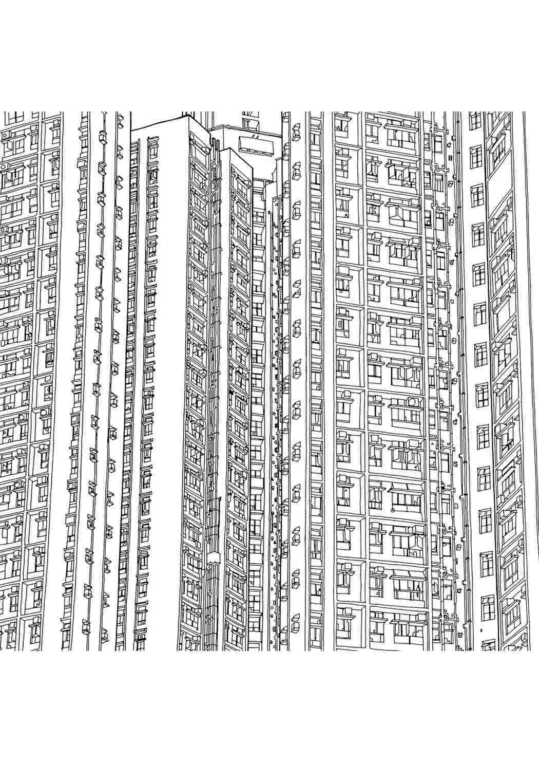 Искусство и литература, Архитектура, Раскраска, Архитектура, Небоскрёбы.jpeg