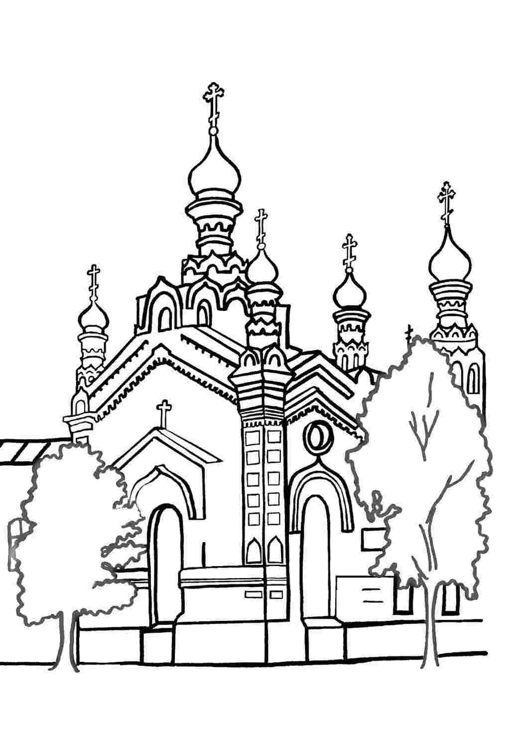 Раскраски Красивая церковь церковь Церковь