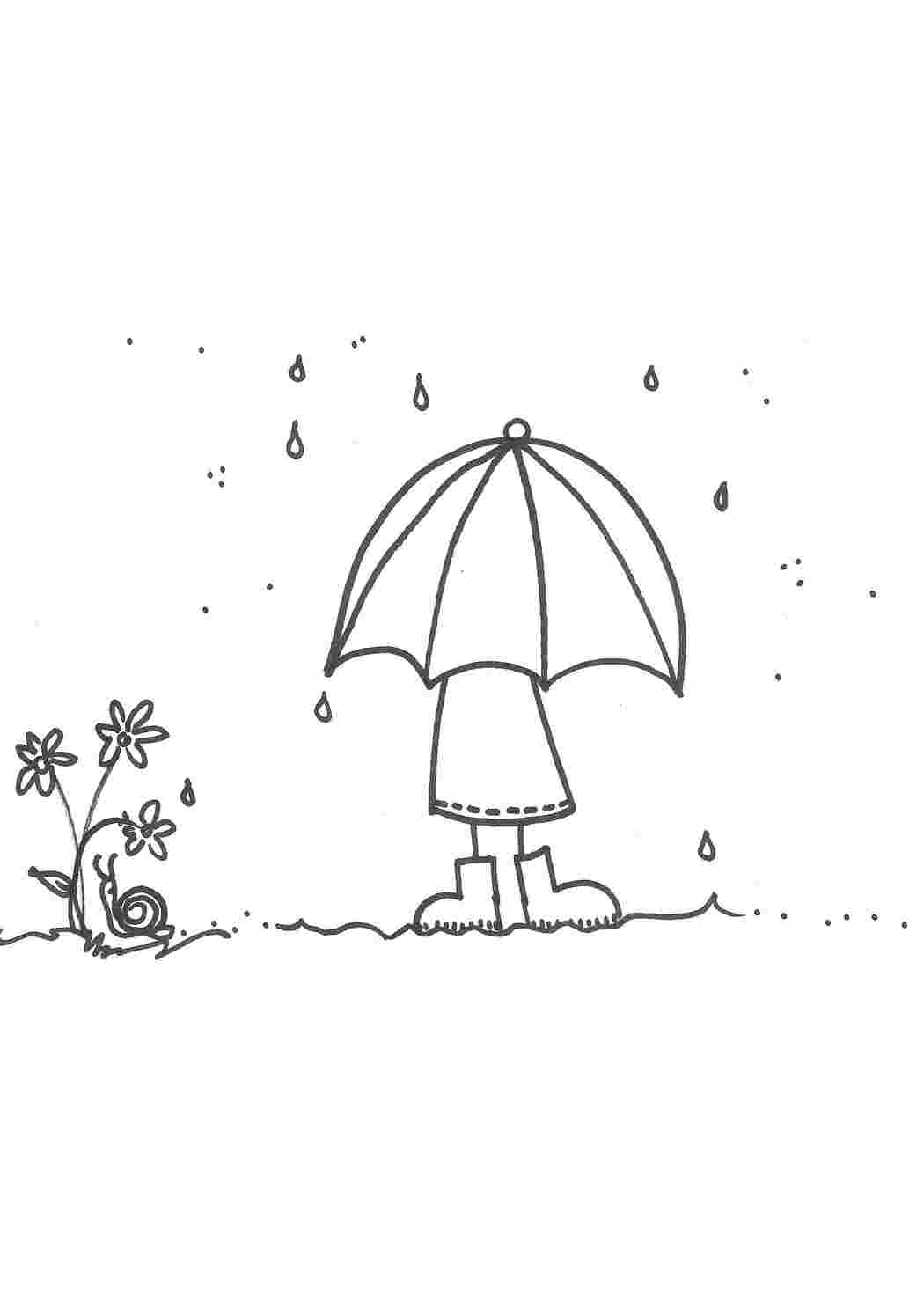 Раскраски Девочка с зонтом. Дождь дождь, зонт, девочка