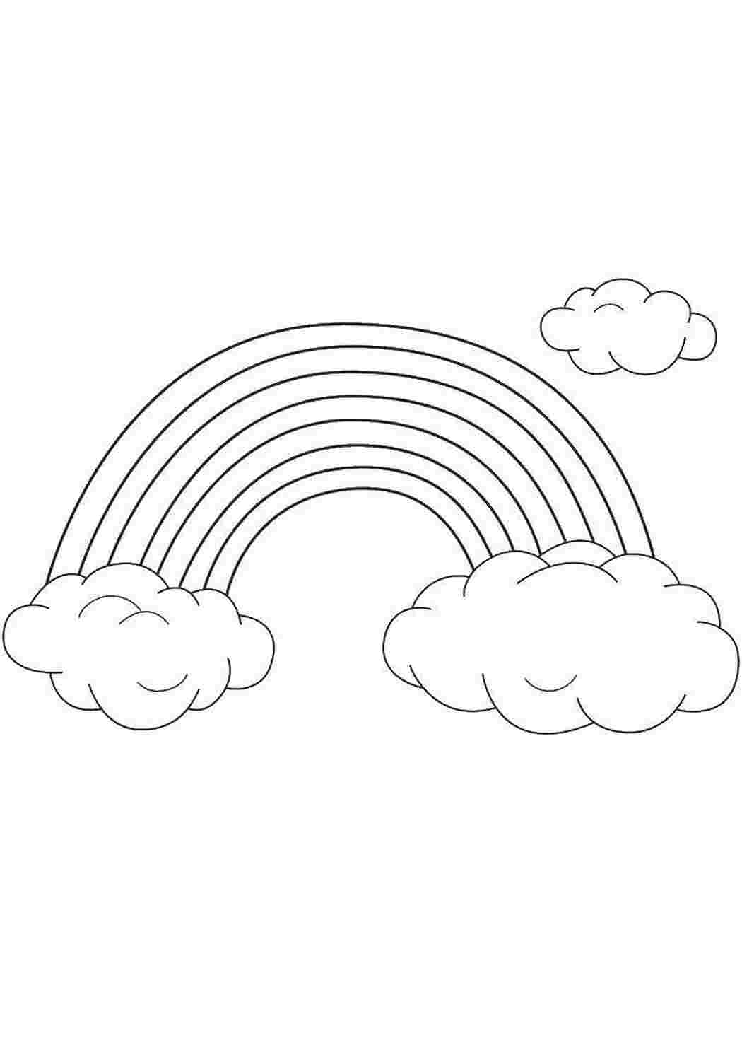 Раскраски Радуга в пушистых облаках Радуга Радуга, облака