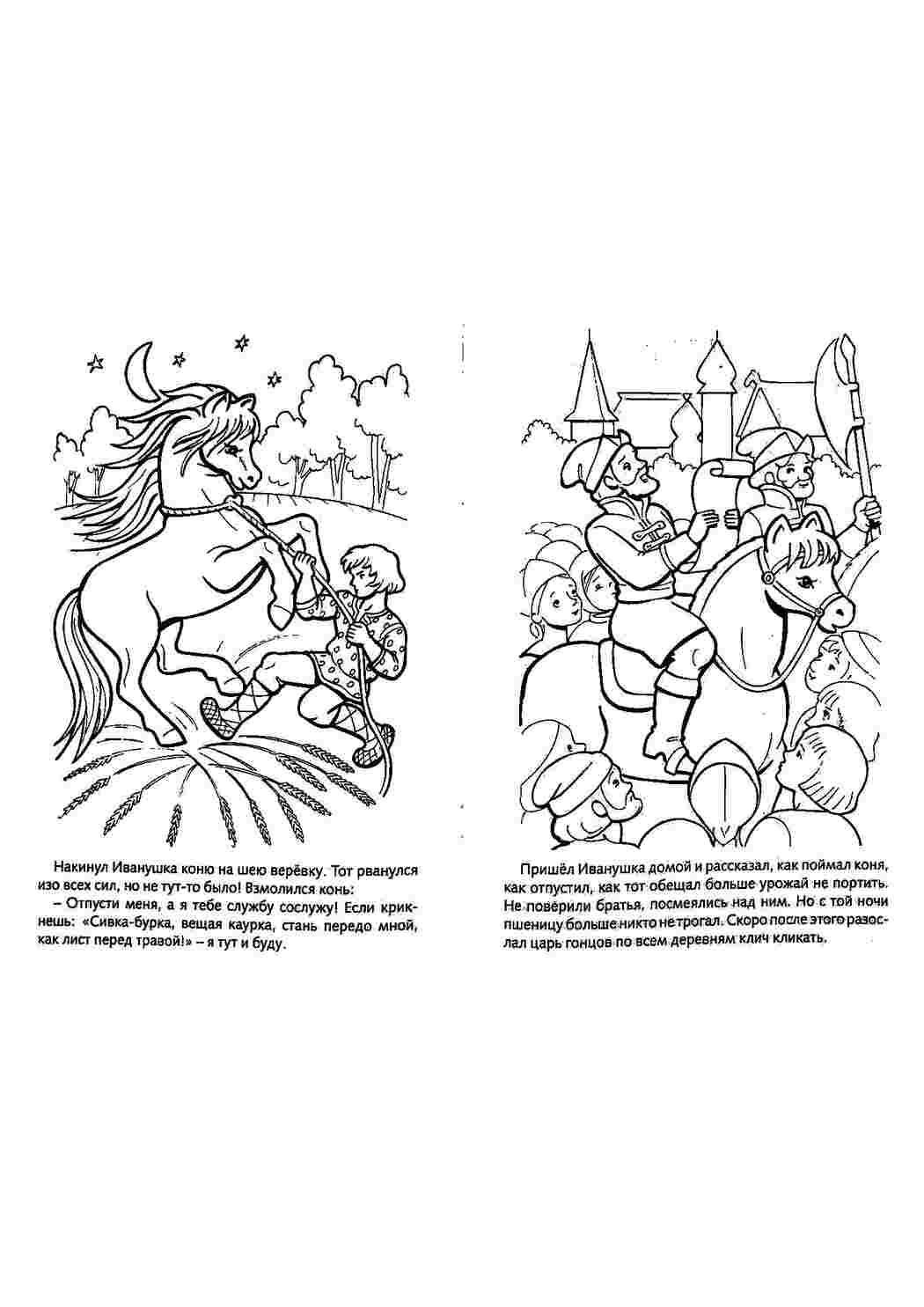 Раскраски иванушка и сивка бурка, раскраска, распечатать Раскраски раскраски к сказке сивка бурка 