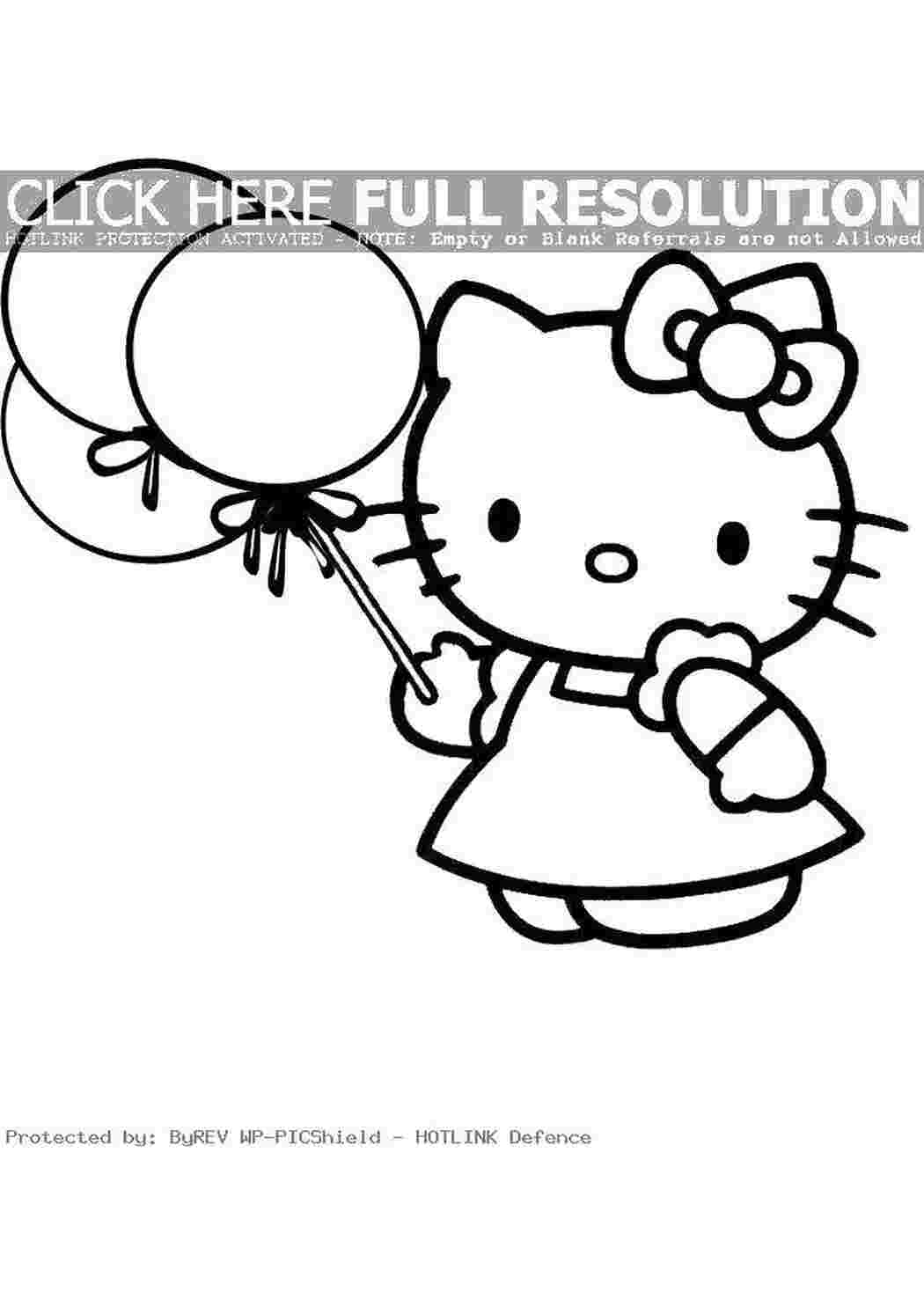 Раскраски Hello kitty с шариками Hello Kitty Hello Kitty, платье, шарики