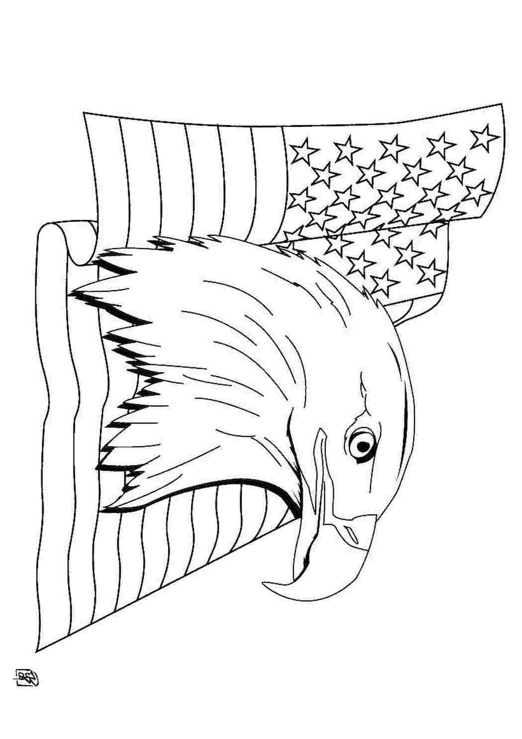 Раскраски Орёл и флаг сша США Америка, США, флаг