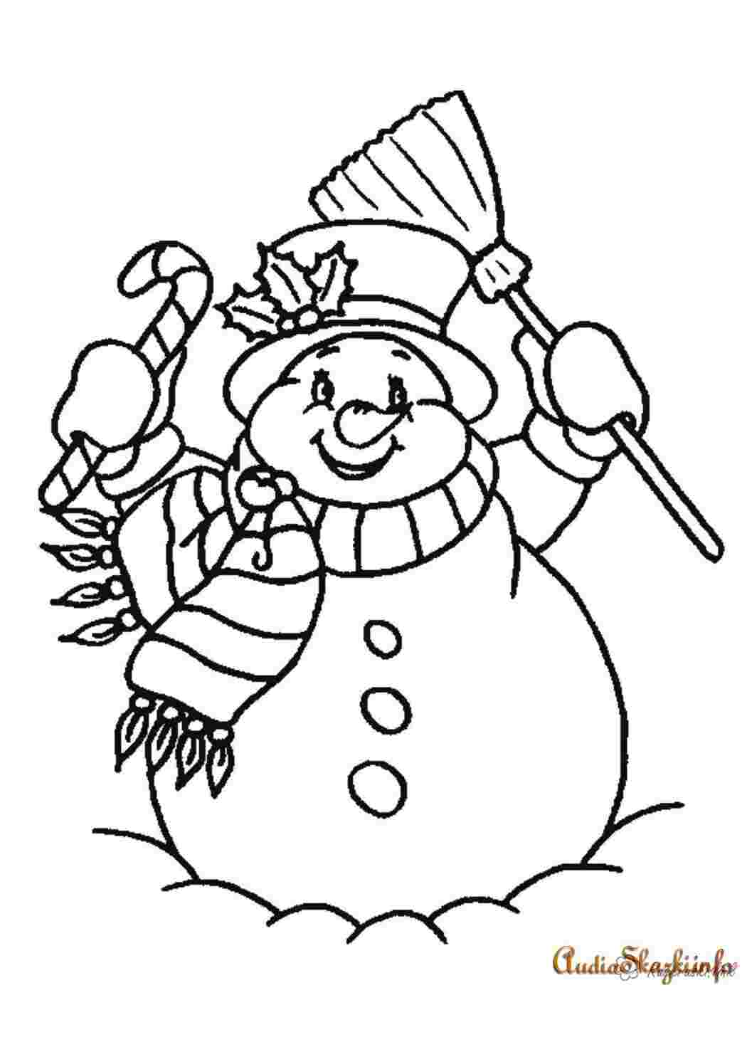 Раскраска «Снеговик с метлой»