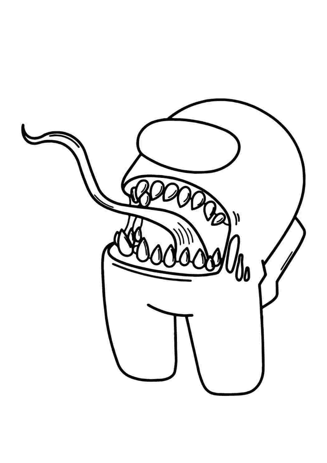 Раскраска Амонг Ас Убийца с языком Раскраски скачать и распечатать бесплатно.